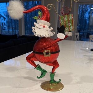 Pier 1 Imports Festive Santa Figurine with Gift - Red and Green